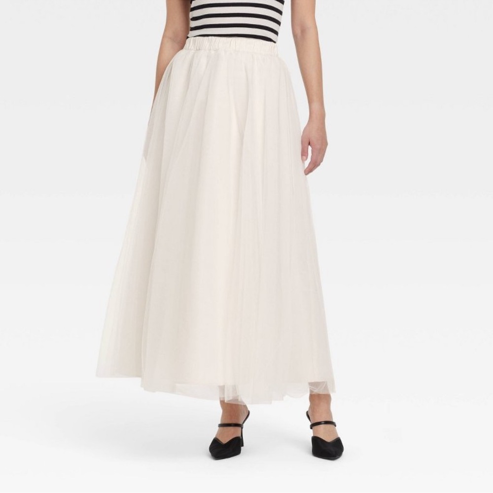 Women's Tulle A-Line Skirt - A New Day Cream XL - Picture 2 of 3